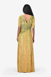 Sequinned striped Full Length Dress - Yellow