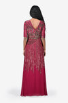 Sequinned striped Full Length Dress - Magenta