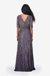 Sequinned striped Full Length Dress - Dark Purple