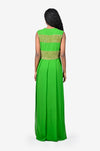 Green Box Pleated Hand Embroidered Maxi Dress