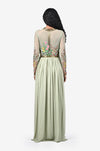 Green Silk Georgette Sequins Round Embellished Gown