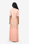 Peach Full Length sequins Dress