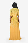Mustard Full Length green sequins Dress