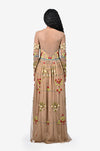 Beige Embroidered Maxi Dress