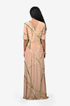 Beige Embroidered 'V' neck Maxi Dress