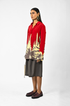 Red floral drip shirt