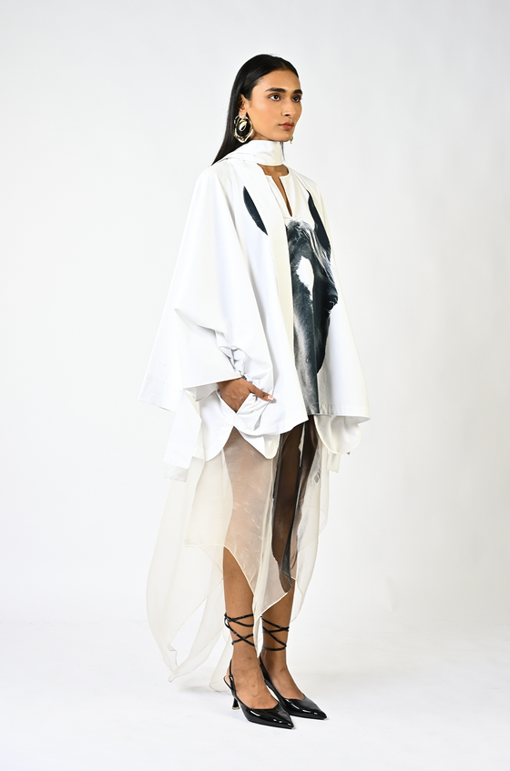 Horse printed cotton kaftan