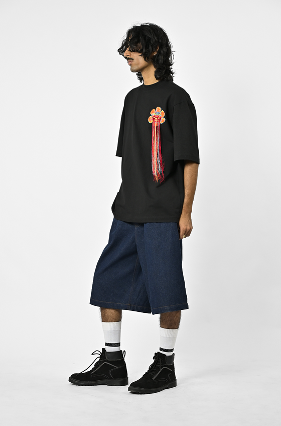 Hand-embroidered floral t-shirt