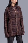 Oversized unisex shirt in madras checks pattern (Brown)