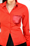 HUEMN Corset style shirt with pocket detail (Red)