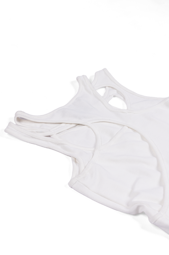 Tank top with layered panels (White)