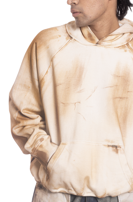 Oversized unisex mud-washed hoodie (White)