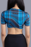 Cropped t-shirt in madras checks pattern (Blue)