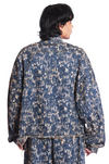 Oversized unisex jacket in jacquard weaved denim(Indigo)