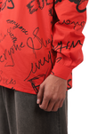 Oversized unisex shirt with 'everyone sucks' all-over print (Red)