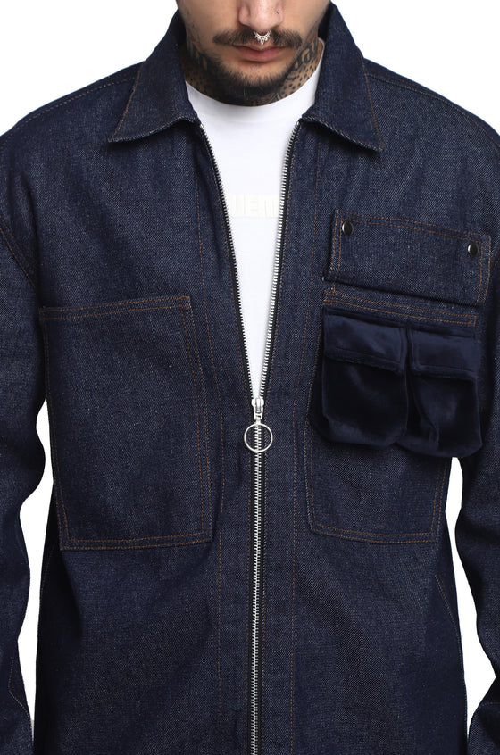 Pocket Detail Over-Shirt Jacket (Indigo)