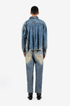 Hand-painted mud-washed denim (Indigo)