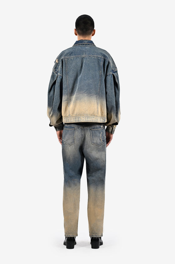Ombre mud-washed denim (Indigo)