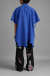 SuperHUEMN Denim Oversized Asymmetric Longline Shirt (Blue)