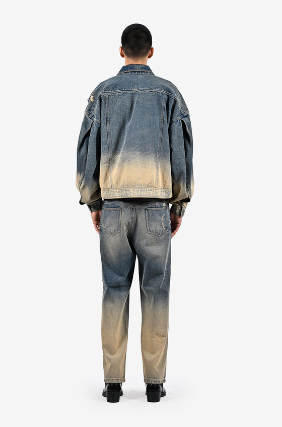 Indigo-Ombre wash denim jacket
