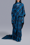 Double pallu sari in madras checks pattern (Blue)