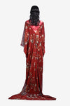 'Foliage in the Fall' Hybrid Sari-Pants - Red