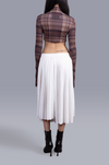 Gloved crop top in madras checks pattern (Brown)