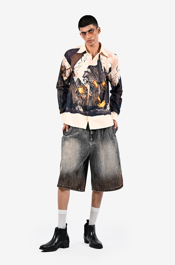 Mud-washed sulphur jorts (Dusk)