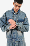 Indigo mud-washed denim jacket