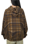 Oversized unisex hoodie in madras checks pattern (Brown)