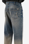 Ombre mud-washed denim (Indigo)