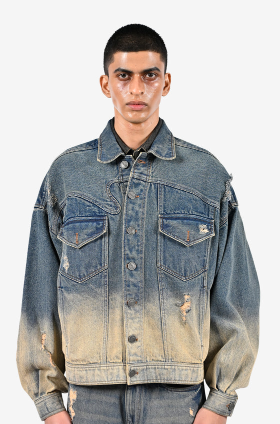 Indigo-Ombre wash denim jacket