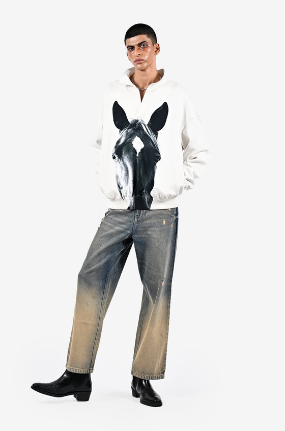 Horse printed sweatshirt - White