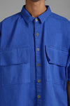SuperHUEMN Denim Overshirt with Patched Pockets (Blue)