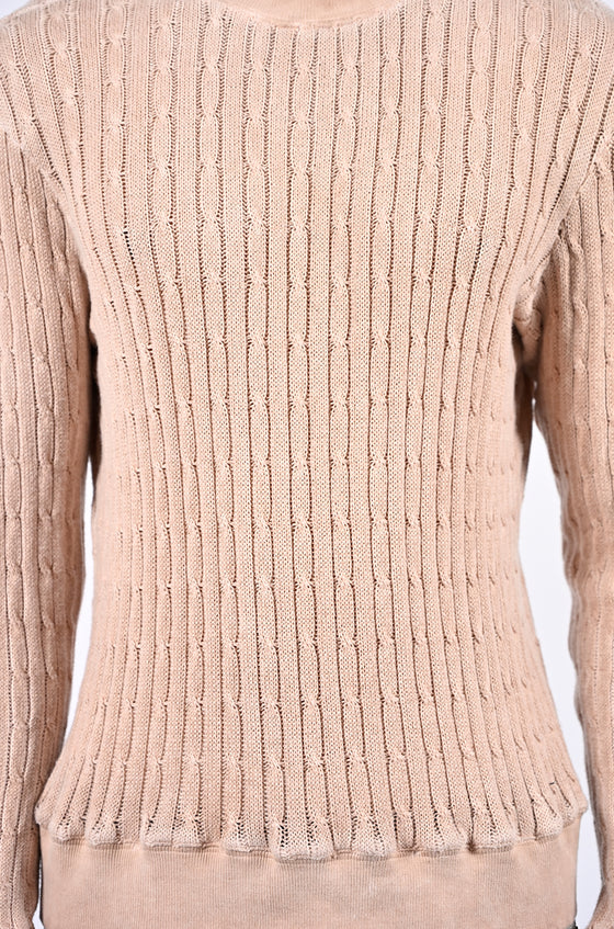 Unisex mud-washed cable knit sweater