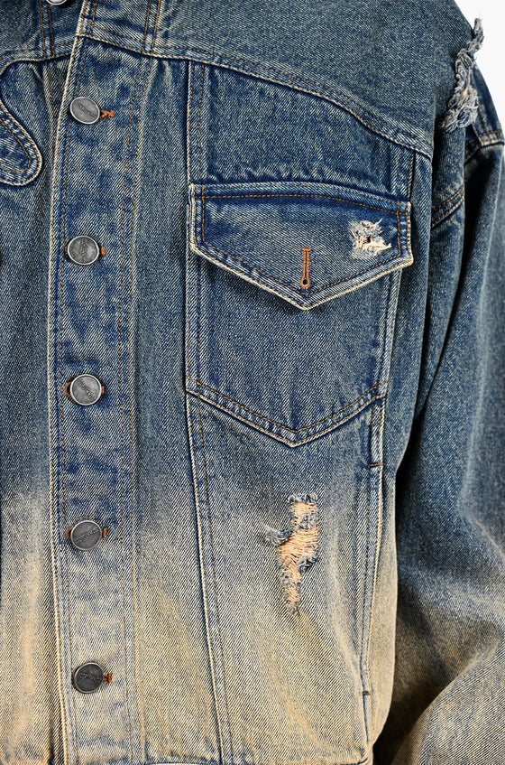 Indigo-Ombre wash denim jacket