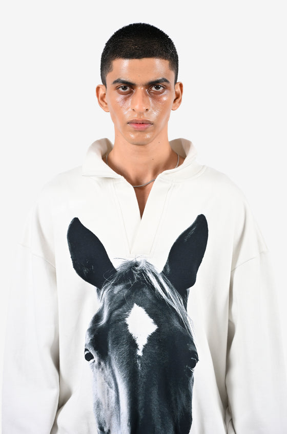 Horse printed sweatshirt - White