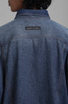 SuperHUEMN Dark Wash Faded Effect Classic Distressed Denim Jacket (Indigo)