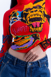 Handcrafted 'Return Of The Gorilla' Crop Top (Red)