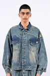 Indigo mud-washed denim jacket