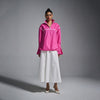 Pleated cotton bomber - Hot Pink