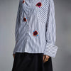 Hand-embroidered 'Blood' motif striped shirt
