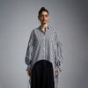Tie-up oversized shirt - Pinstriped