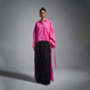 Tie-up oversized shirt - Hot Pink