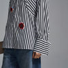 Hand-embroidered 'Blood' motif pinstriped shirt - Black