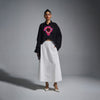 A-line circular cotton skirt - White