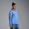 Pleated cotton bomber - Pinstriped