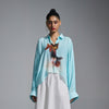 Cropped oversized 'censored' shirt - Powder Blue