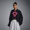 Hand-embroidered 'Blood' cropped shirt - Black