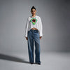 Hand-embroidered 'Blood' cropped shirt - White